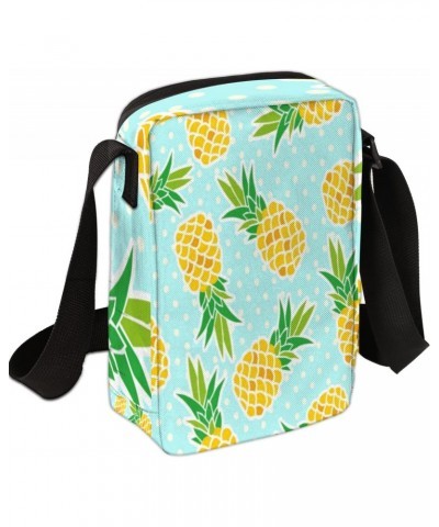 Yellow Pineapple Polka Dot Crossbody Bag, Adjustable Phone Purse Wallet Canvas Small Crossbody Purse Bags with Shoulder Strap...