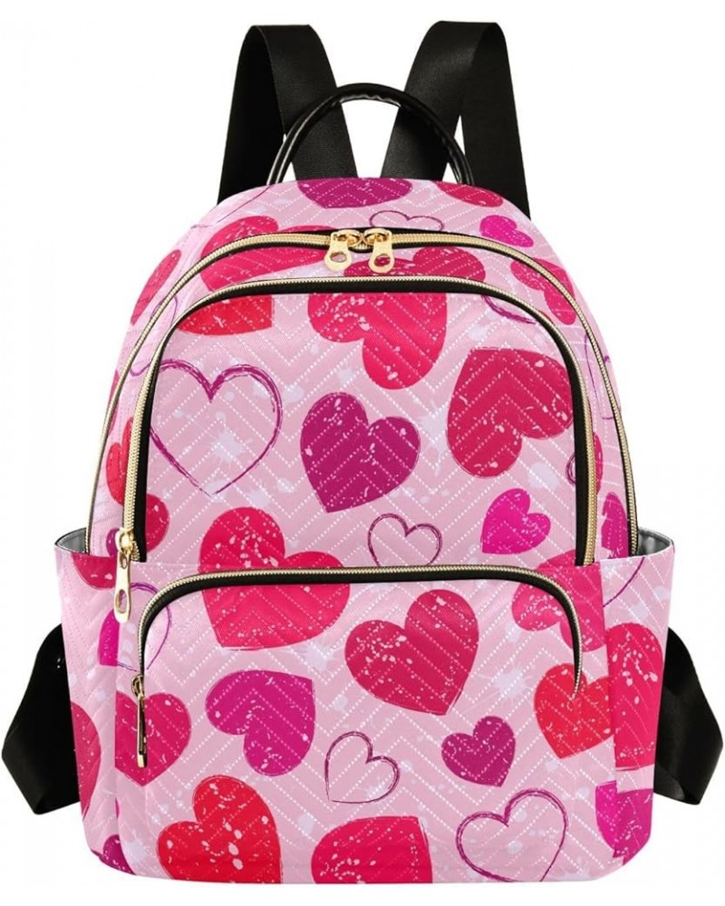 Grunge Valentines Love Hearts Casual Fashion Polyester Travel Rucksack Shoulder Bag Color Medium $21.08 Backpacks