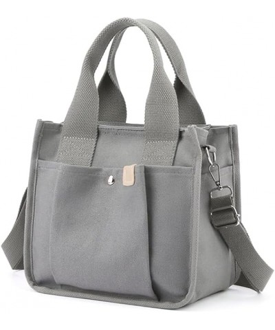 Small Canvas Tote Bag with Zipper, 2023 Canvas Multi-Pocket Crossbody Bag Purse Top Handle Satchel Handbags Grey $11.20 Totes