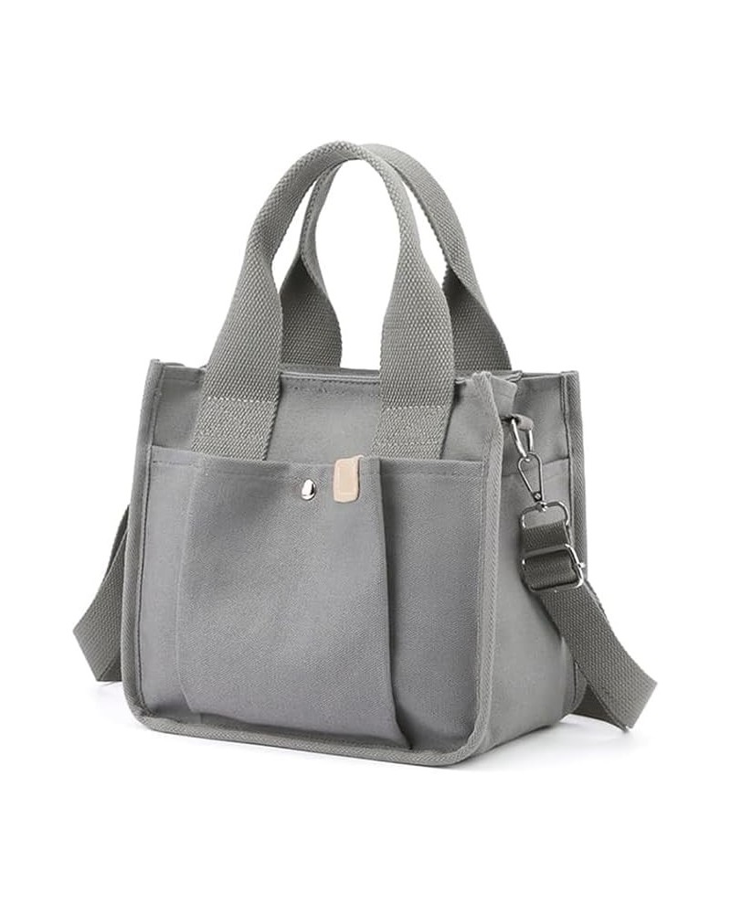 Small Canvas Tote Bag with Zipper, 2023 Canvas Multi-Pocket Crossbody Bag Purse Top Handle Satchel Handbags Grey $11.20 Totes