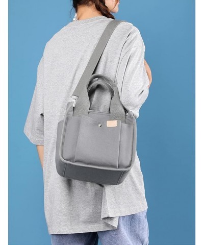 Small Canvas Tote Bag with Zipper, 2023 Canvas Multi-Pocket Crossbody Bag Purse Top Handle Satchel Handbags Grey $11.20 Totes