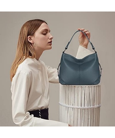 Genuine Leather Shoulder Bag Stylish Hobo Purse Womens Crossbody Bag Travel Top-Handle Handbag Christmas Gifts Z1 Blue $32.85...