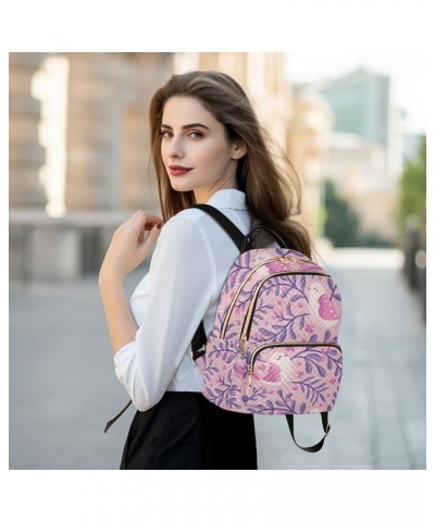 Cute Birds Floral Mini Backpack Purse for Women, Travel Backpack Fashion Backpack Handbag Shoulder Bag Small Casual Daypack,M...