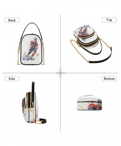 Watercolor Hockey Illustration Small Crossbody Bag Functional Multi Pocket Bag Shoulder Handbag $12.76 Crossbody Bags