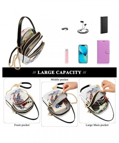 Watercolor Hockey Illustration Small Crossbody Bag Functional Multi Pocket Bag Shoulder Handbag $12.76 Crossbody Bags