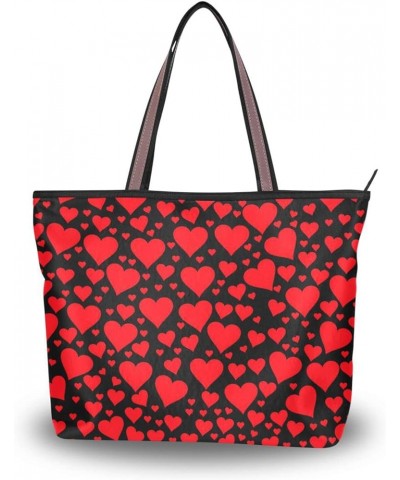 Valentines Day Tote Bag with Pockets and Compartments,Heart Tote Purse Zippered Heart 2 $15.33 Totes