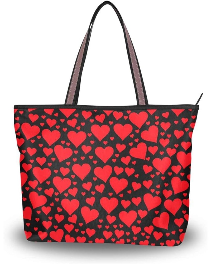 Valentines Day Tote Bag with Pockets and Compartments,Heart Tote Purse Zippered Heart 2 $15.33 Totes