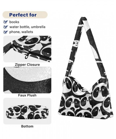 Women Boho Handbag Black White Panda Little Cute Underarm Bag Tote Bag Shoulder Bag Crossbody Bag Fluffy Cell Phone Purse Pat...