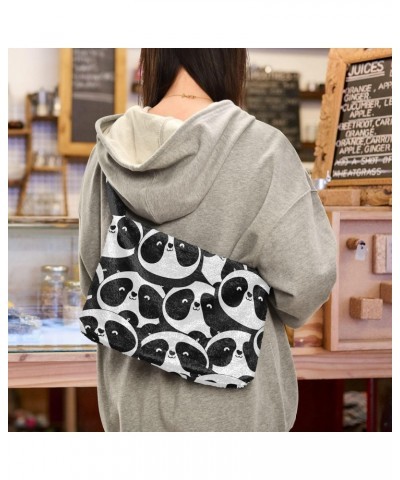 Women Boho Handbag Black White Panda Little Cute Underarm Bag Tote Bag Shoulder Bag Crossbody Bag Fluffy Cell Phone Purse Pat...