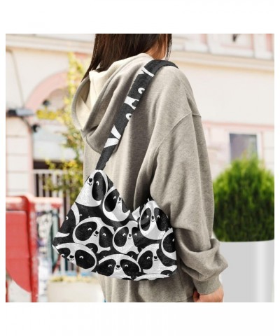 Women Boho Handbag Black White Panda Little Cute Underarm Bag Tote Bag Shoulder Bag Crossbody Bag Fluffy Cell Phone Purse Pat...