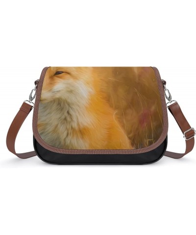 Printed Crossbody Bag Shoulder Bag PU Leather Women's Designer Satchels Fox Color1 $28.79 Hobo Bags