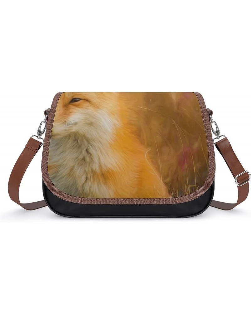 Printed Crossbody Bag Shoulder Bag PU Leather Women's Designer Satchels Fox Color1 $28.79 Hobo Bags