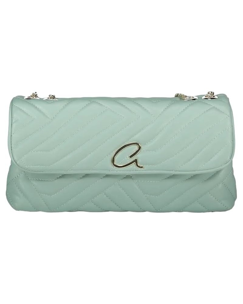 Women's Quilted Shoulder-crossbody Bag Aphrodite with Gold Details and Magnetic Clip Mint $28.99 Shoulder Bags