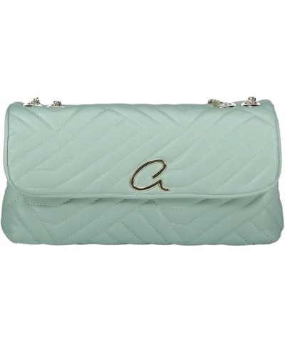 Women's Quilted Shoulder-crossbody Bag Aphrodite with Gold Details and Magnetic Clip Mint $28.99 Shoulder Bags