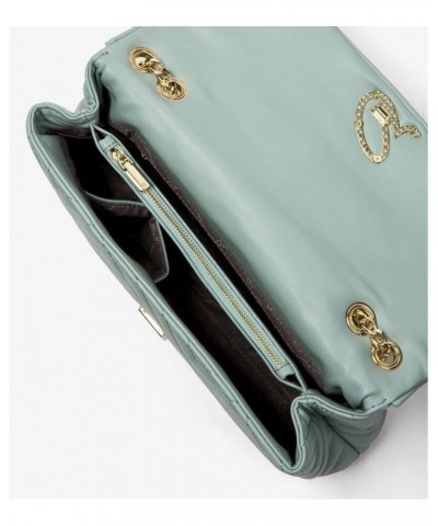 Women's Quilted Shoulder-crossbody Bag Aphrodite with Gold Details and Magnetic Clip Mint $28.99 Shoulder Bags