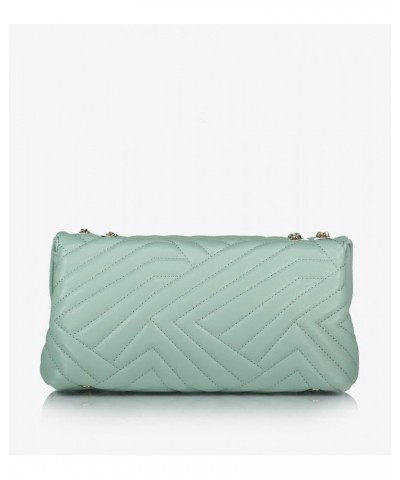 Women's Quilted Shoulder-crossbody Bag Aphrodite with Gold Details and Magnetic Clip Mint $28.99 Shoulder Bags