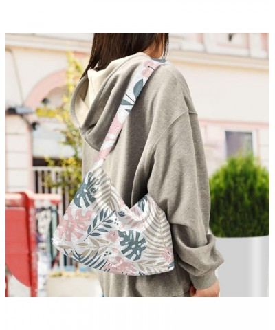 Colorful Flower Art Girls Ladies Hobo Bag, Furry Tote Women's Shoulder Handbags Tropical Leaves Colorful $11.96 Totes