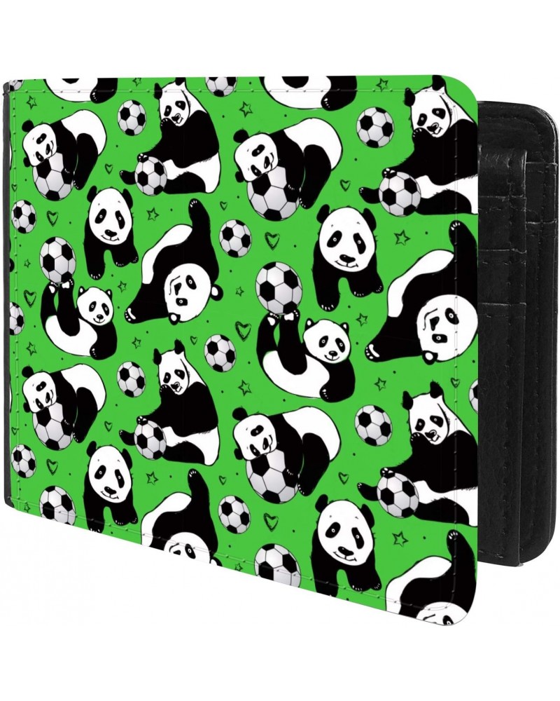 Unique Desige Pattern - Pandas Playing Soccer Football, Slim Front Pocket Wallet Billfold RFID Blocking $8.34 Wallets