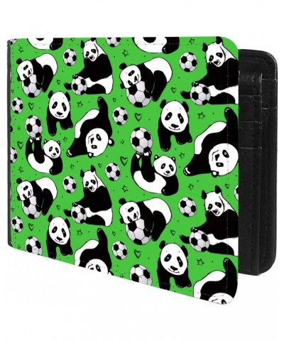 Unique Desige Pattern - Pandas Playing Soccer Football, Slim Front Pocket Wallet Billfold RFID Blocking $8.34 Wallets