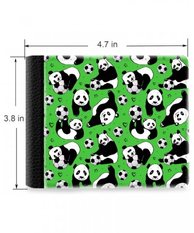 Unique Desige Pattern - Pandas Playing Soccer Football, Slim Front Pocket Wallet Billfold RFID Blocking $8.34 Wallets