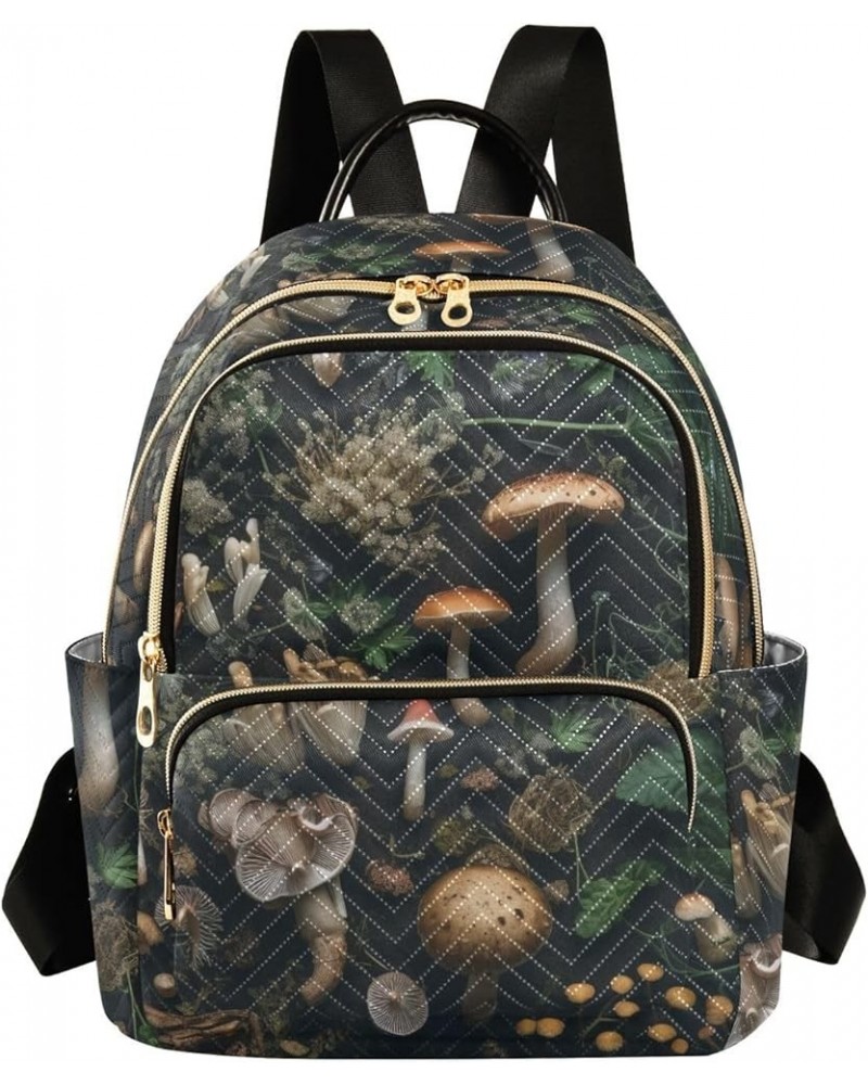 Small Fashion Backpack for Women Fresh Mushrooms Print Ladies Travel Daypack Aesthetic Shoulder Bag 11.4×6.1×14.1 IN $16.63 B...