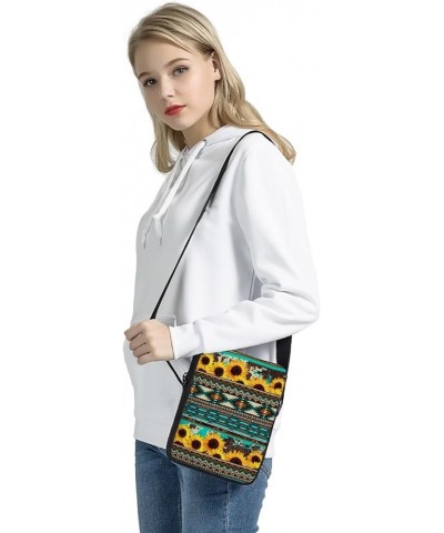 Custom Shoulder Bag Messenger Bag Portable Crossbody Pouch with Adjustable Straps Tribal Sunflower $10.79 Crossbody Bags