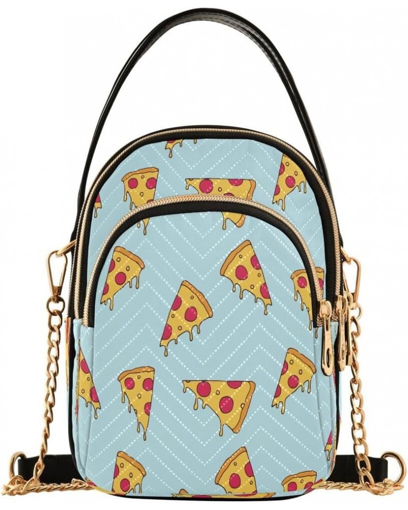 Blue Red Pizza Crossbody Bag Small Shoulder Handbags Leather Purse for Women $10.40 Crossbody Bags