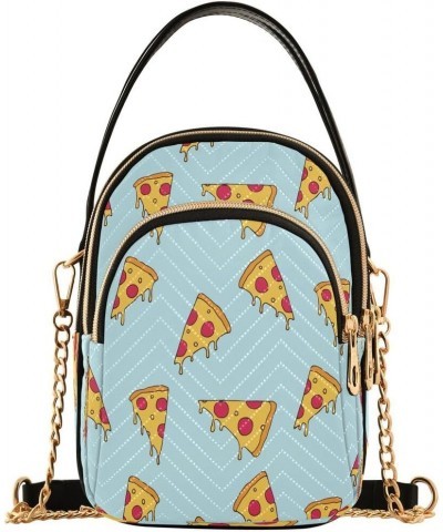 Blue Red Pizza Crossbody Bag Small Shoulder Handbags Leather Purse for Women $10.40 Crossbody Bags