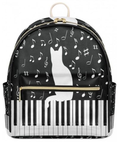 Piano Keys Music Notes Backpack Purse for Women PU Leather Lightweight Ladies Shoulder Fashion Satchel Bags Travel Casual Day...