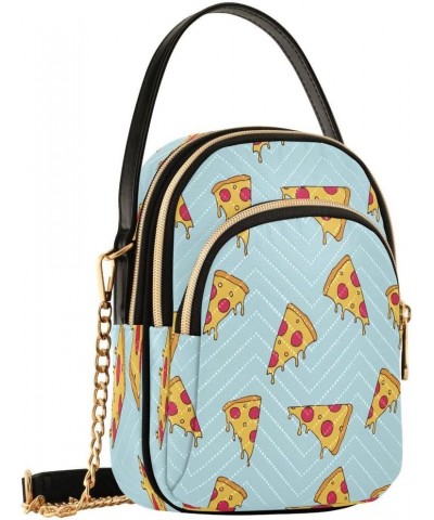 Blue Red Pizza Crossbody Bag Small Shoulder Handbags Leather Purse for Women $10.40 Crossbody Bags