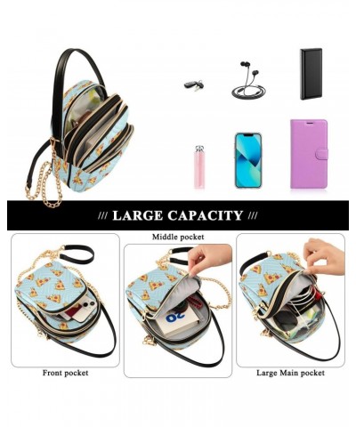 Blue Red Pizza Crossbody Bag Small Shoulder Handbags Leather Purse for Women $10.40 Crossbody Bags