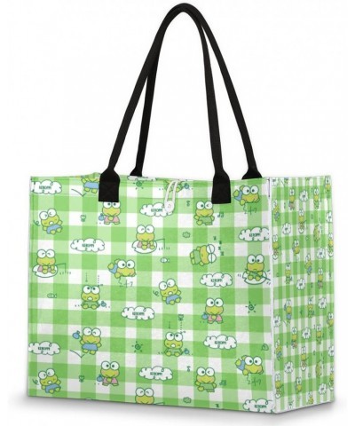 Frog Plaid Large Tote Bag Cute Cloud Shoulder Bag For Women Teachers Nurses Work Shopping Travel Handbag Purse $9.98 Totes