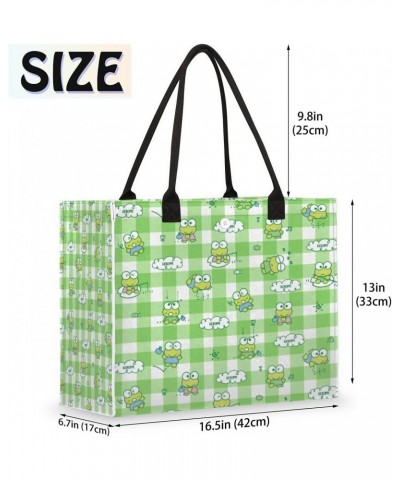 Frog Plaid Large Tote Bag Cute Cloud Shoulder Bag For Women Teachers Nurses Work Shopping Travel Handbag Purse $9.98 Totes