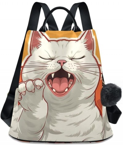 Cat Yelling Backpack Purse for Women Back Zipper Anti Theft Pocket Design Travel Hiking Rucksack Pack Angry White Cat $16.43 ...