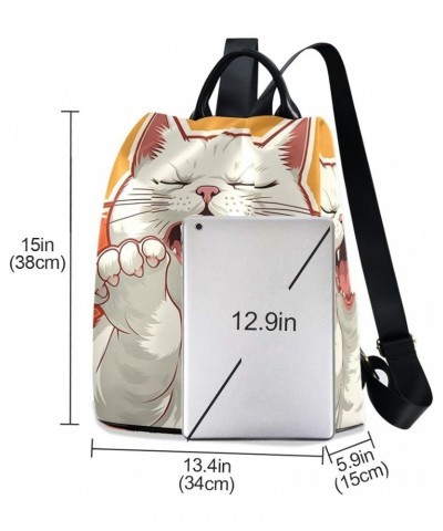 Cat Yelling Backpack Purse for Women Back Zipper Anti Theft Pocket Design Travel Hiking Rucksack Pack Angry White Cat $16.43 ...