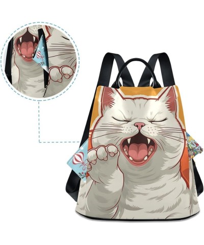 Cat Yelling Backpack Purse for Women Back Zipper Anti Theft Pocket Design Travel Hiking Rucksack Pack Angry White Cat $16.43 ...