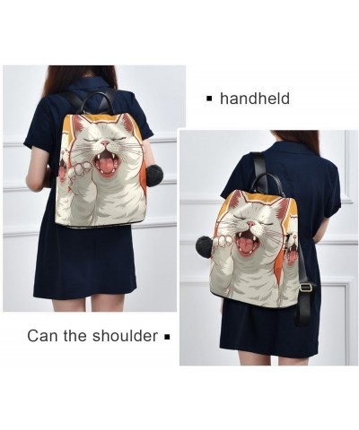 Cat Yelling Backpack Purse for Women Back Zipper Anti Theft Pocket Design Travel Hiking Rucksack Pack Angry White Cat $16.43 ...