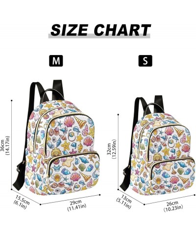 Seashells Cartoon Pattern Fashion Backpack Purse for Women, Casual Daypacks, Ladies Gift for Traveling Hiking Multicolor Medi...