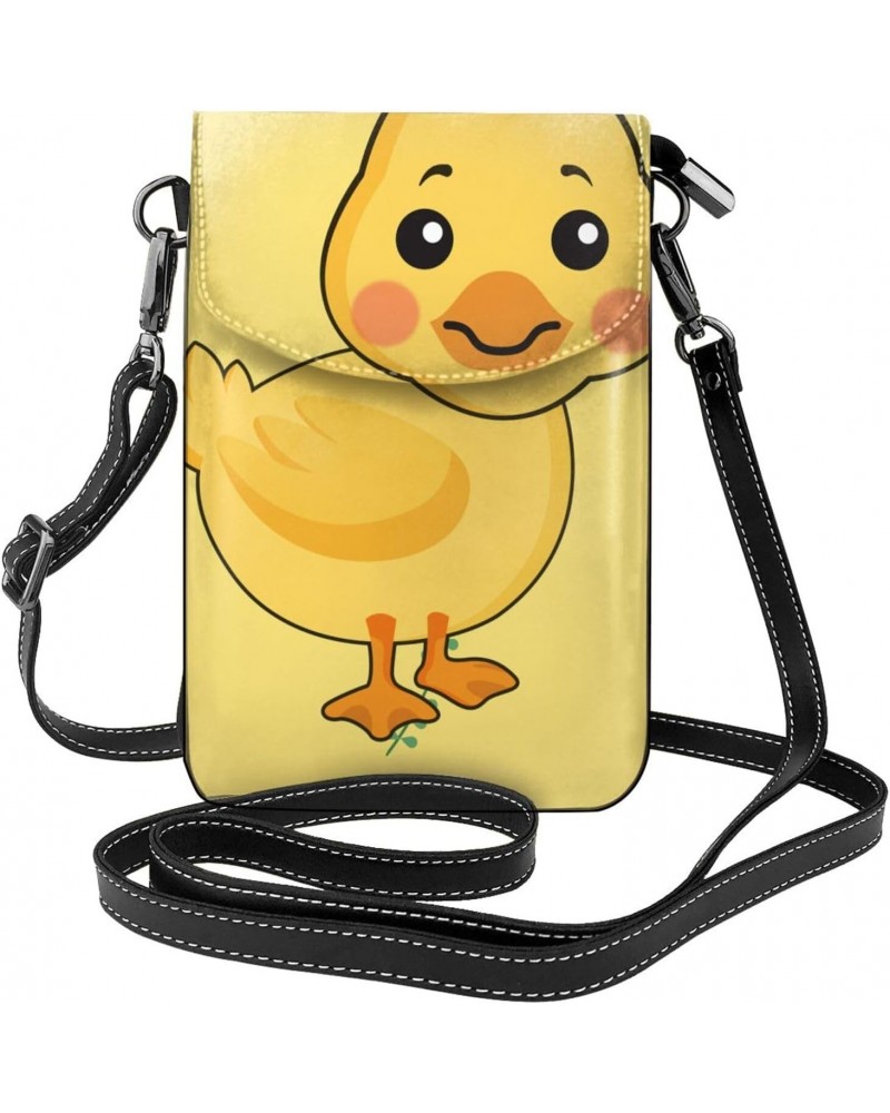 women Small Cell Phone Purse cartoon duck pattern : Multifunction,Soft, durable,Convenient for daily use and travel, Black, O...