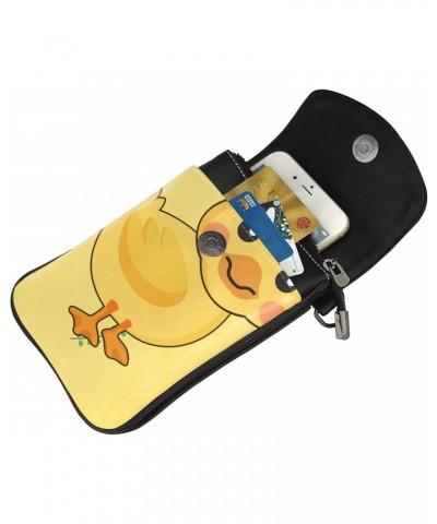 women Small Cell Phone Purse cartoon duck pattern : Multifunction,Soft, durable,Convenient for daily use and travel, Black, O...