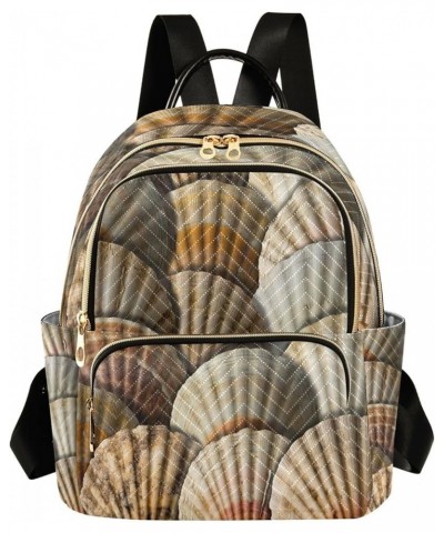 Backpack Purse for Women Realistic Scallop Shells, Mini Fashion Backpack Summer Lightweight Casual Daypack Shoulder Bag Trave...