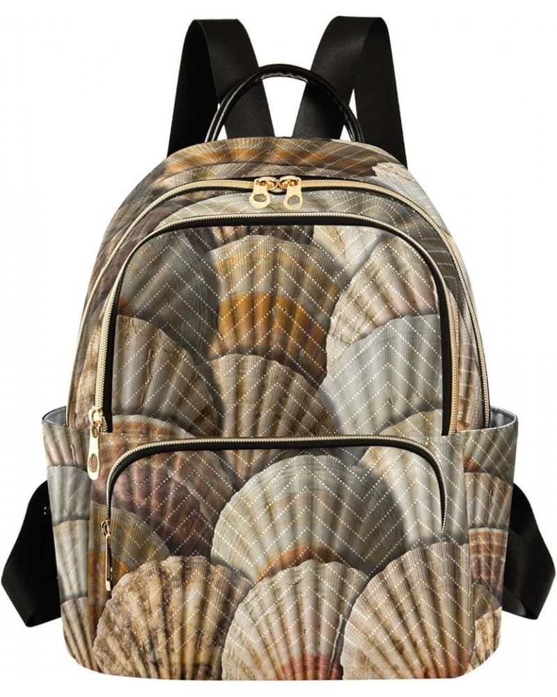 Backpack Purse for Women Realistic Scallop Shells, Mini Fashion Backpack Summer Lightweight Casual Daypack Shoulder Bag Trave...