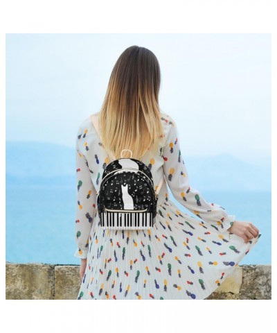 Piano Keys Music Notes Backpack Purse for Women PU Leather Lightweight Ladies Shoulder Fashion Satchel Bags Travel Casual Day...