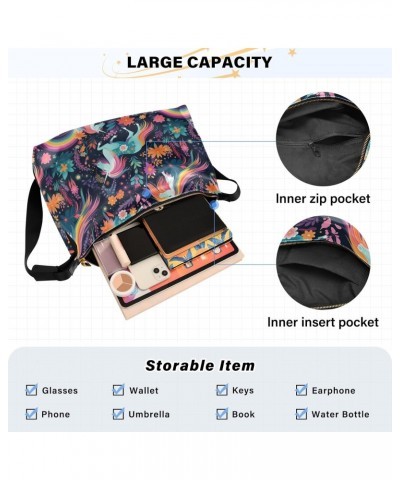 Flower Unicorn Pattern Women Leather Handbags Hobo Leather Purse Women Shoulder Bag with Adjustable Shoulder Strap for Work G...