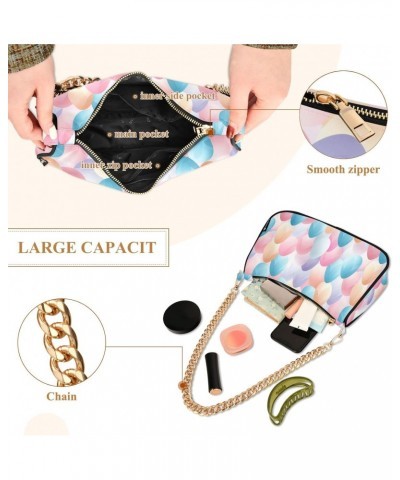 Pink Easter Egg Clutch Shoulder Bag for Women, Hobo Tote Handbag with Gold Chain, Crossbody Bag with Zipper Closure $12.60 Totes