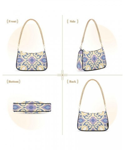 Shoulder Bags for Women, Flower Pattern Retro Print Hobo Tote Handbag, Retro Chain Bag Purse with Zipper Color01 $17.69 Shoul...