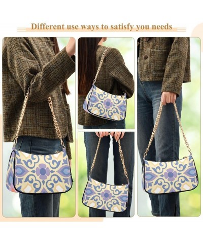 Shoulder Bags for Women, Flower Pattern Retro Print Hobo Tote Handbag, Retro Chain Bag Purse with Zipper Color01 $17.69 Shoul...