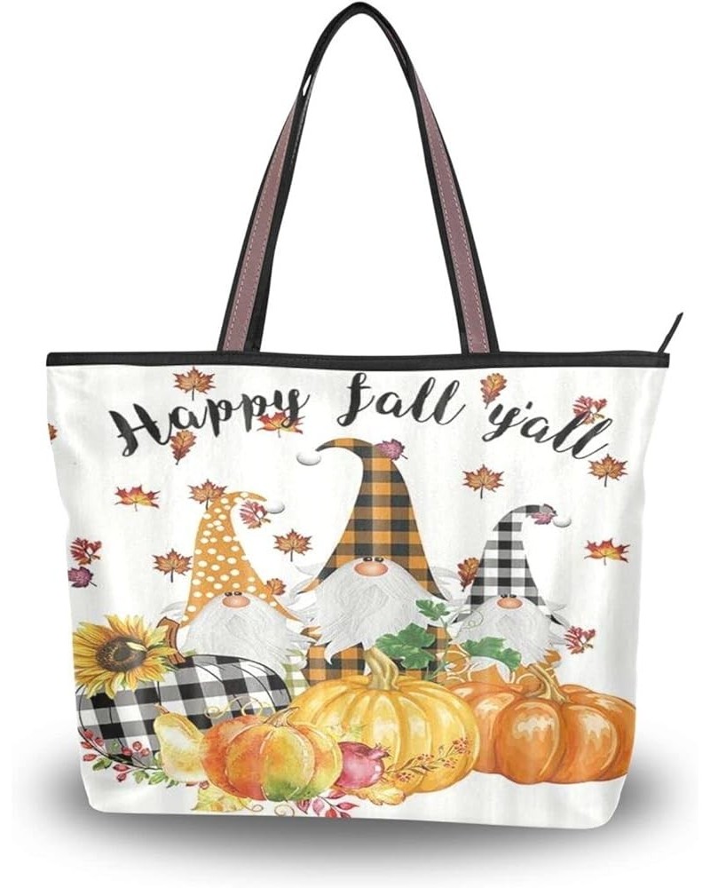 Halloween Pumpkin Tote Purse with Pockets and Compartments,Halloween Tote Bag Zippered Gnome $13.22 Totes