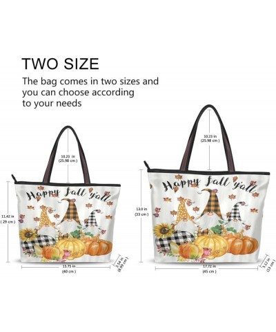 Halloween Pumpkin Tote Purse with Pockets and Compartments,Halloween Tote Bag Zippered Gnome $13.22 Totes