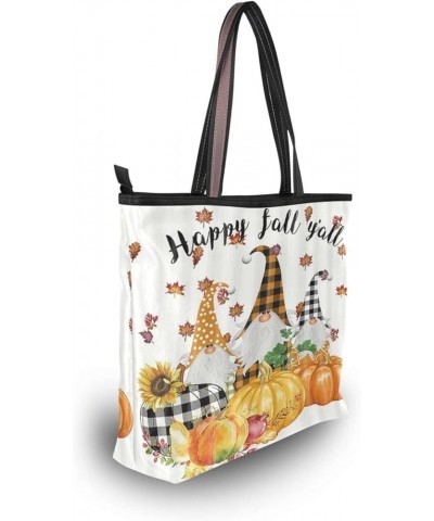 Halloween Pumpkin Tote Purse with Pockets and Compartments,Halloween Tote Bag Zippered Gnome $13.22 Totes